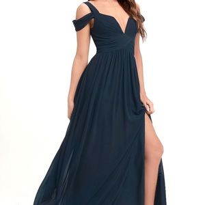 Lulus Navy Blue Maxi Dress Medium NWT